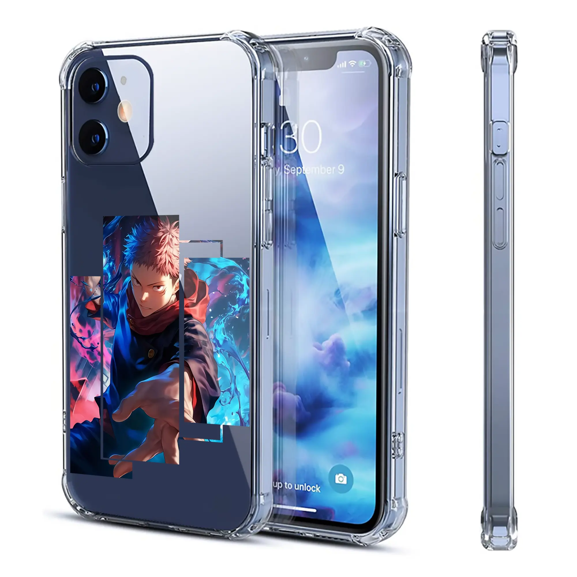 呪術廻戦 グッズ,虎杖 悠仁 - IPhone 12シリーズ対応 ・ 透明スマホケース ・ クリアソフトケース ・ TPU素材 ・ 耐衝撃 ・ 高密着 ・ 防汚 防指紋 ・ 簡単着脱